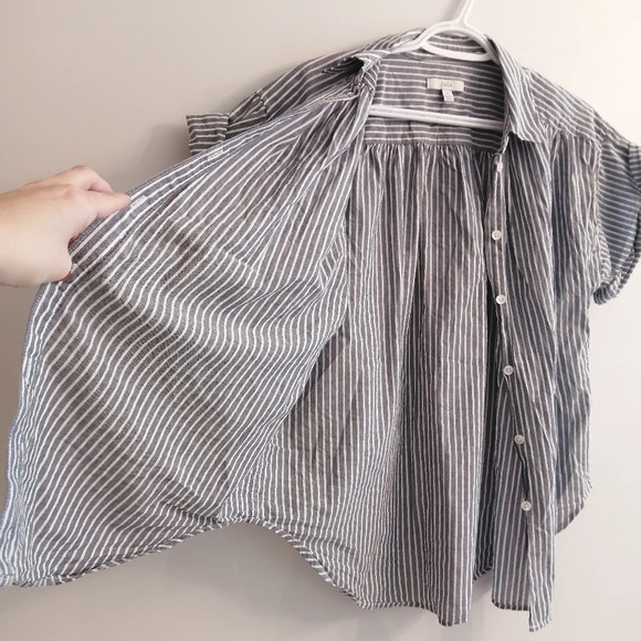 Joie Naro Striped Cotton Short Sleeve Oversize Button Up Coastal Nautical Small - Picture 5 of 16